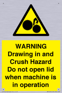 Warning Drawing in and Crush Hazard